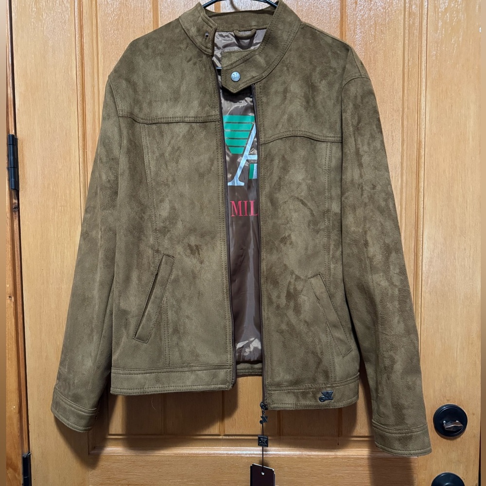 Milano Brown Jacket suede leather new with tags, woman size medium Pit 21 L 27